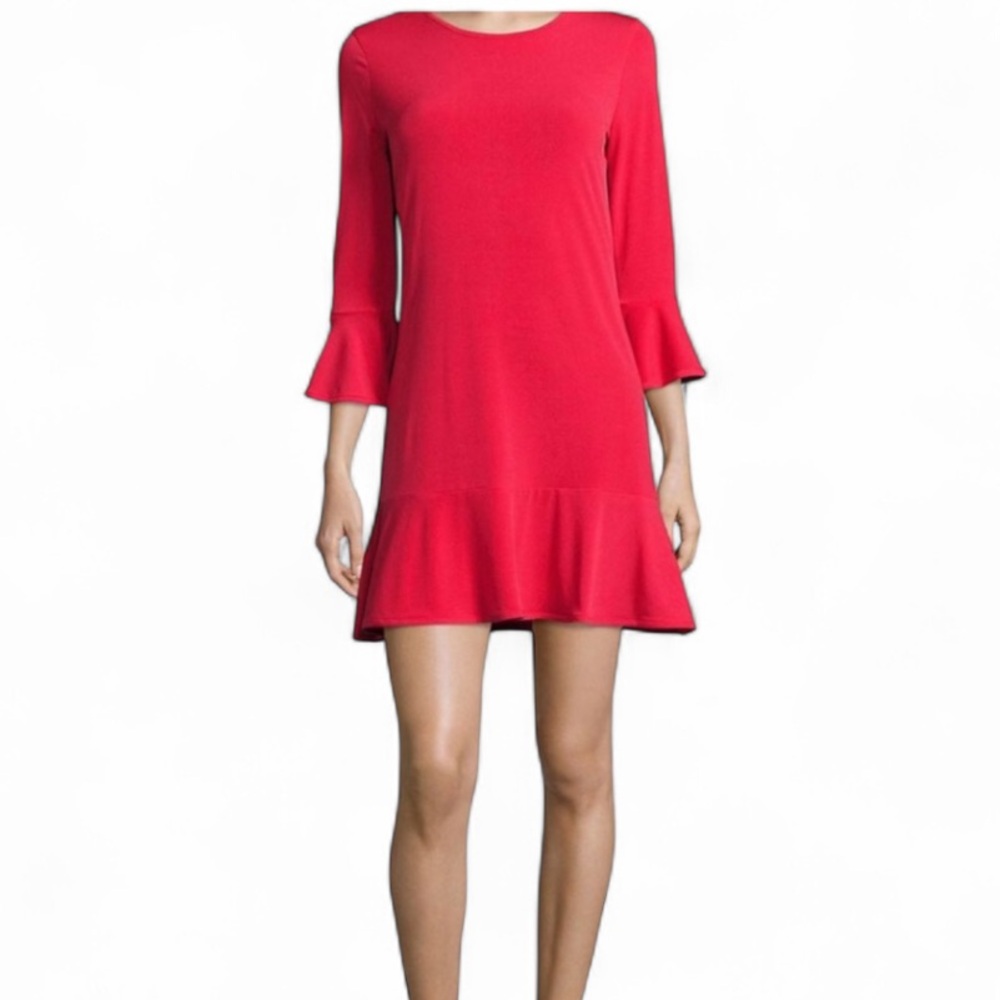 Michael Kors 🆕 A-Line 3/4 Bell Sleeves Flare Ruffled Hemline Dress NWOT Size XL